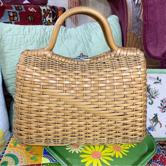 60s Rattan Box Bag - Picture 3 of 10